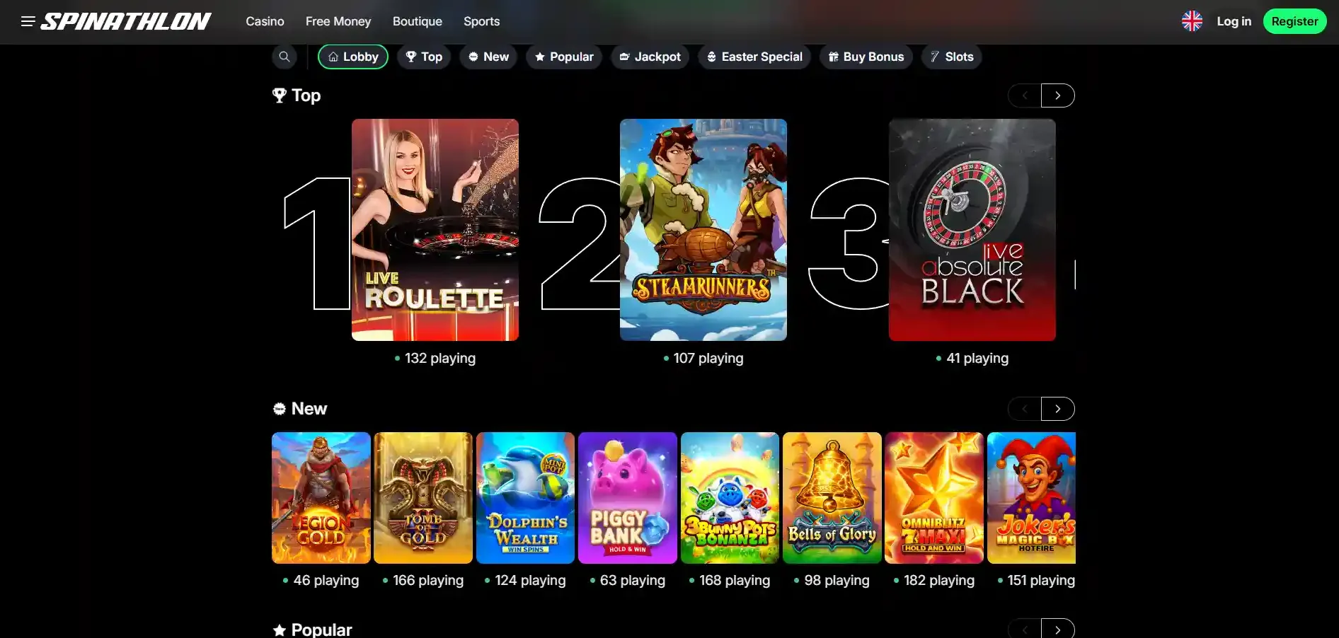 Spinathlon: casino online extranjero con criptomonedas y depósito 1€